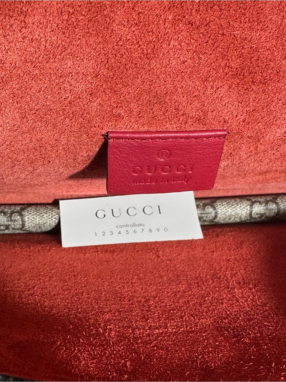 Gucci Monogram Shoulder Bag with Red Trim and Silver Hardware - Picture 3 of 5
